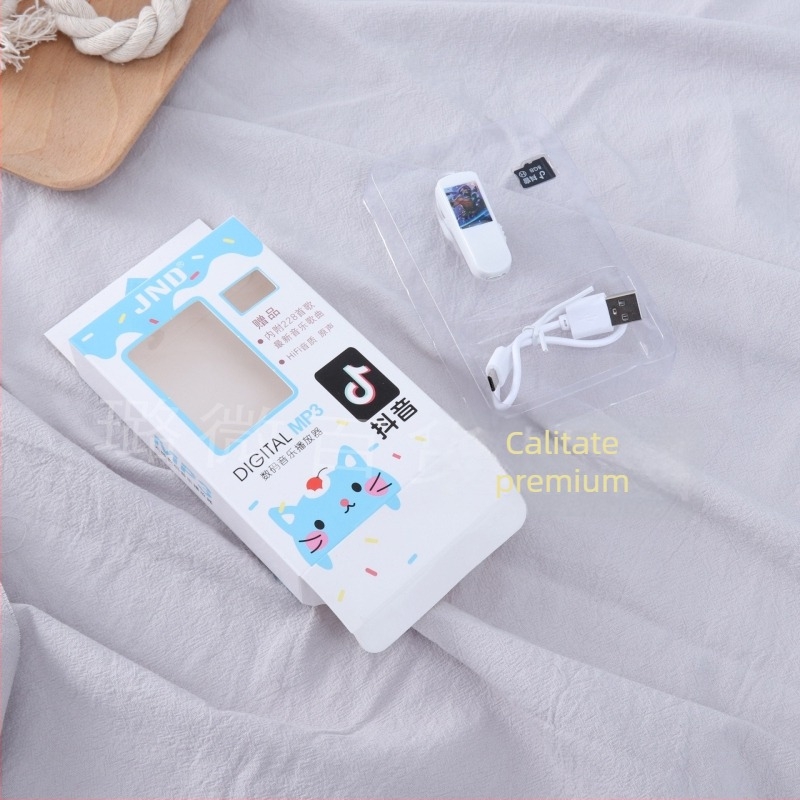 MP3 player cu card TF și design cu clips pentru ureche — USB 2.0, redare MP3/WMA/WAV, baterie de 500 mAh, până la 5 ore redare