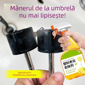 Curățitor multifuncțional pentru plastic și cauciuc — elimină lipiciul și petele; potrivit pentru mânerele de la umbre, mouse și tastaturi.