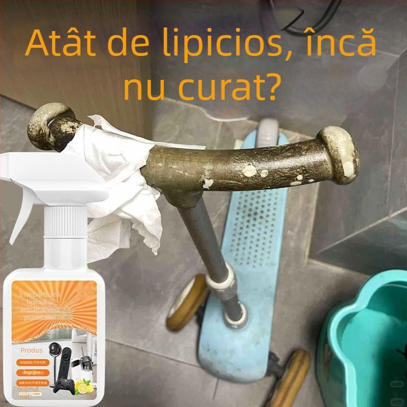 Curățitor multifuncțional pentru plastic și cauciuc — elimină lipiciul și petele; potrivit pentru mânerele de la umbre, mouse și tastaturi.