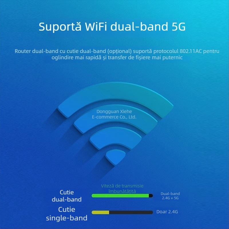 Box TV cu frecvențe duală și unică, ieșire 4K 3840x2160, memorie 128 MB, HDMI ARC, Wi-Fi, greutate 0,5 kg