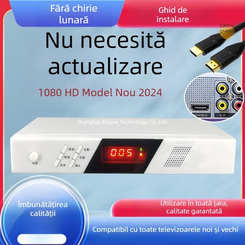 Set-top box HD pentru TV | compatibil universal cu televizoare vechi și noi | ieșire 480p, 128 MB memorie, Wi‑Fi