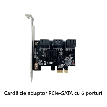 Cardă adaptor PCIe către SATA 3.0, placă de expansiune SATA cu 6 porturi, controler ASM1061, 6 Gbps