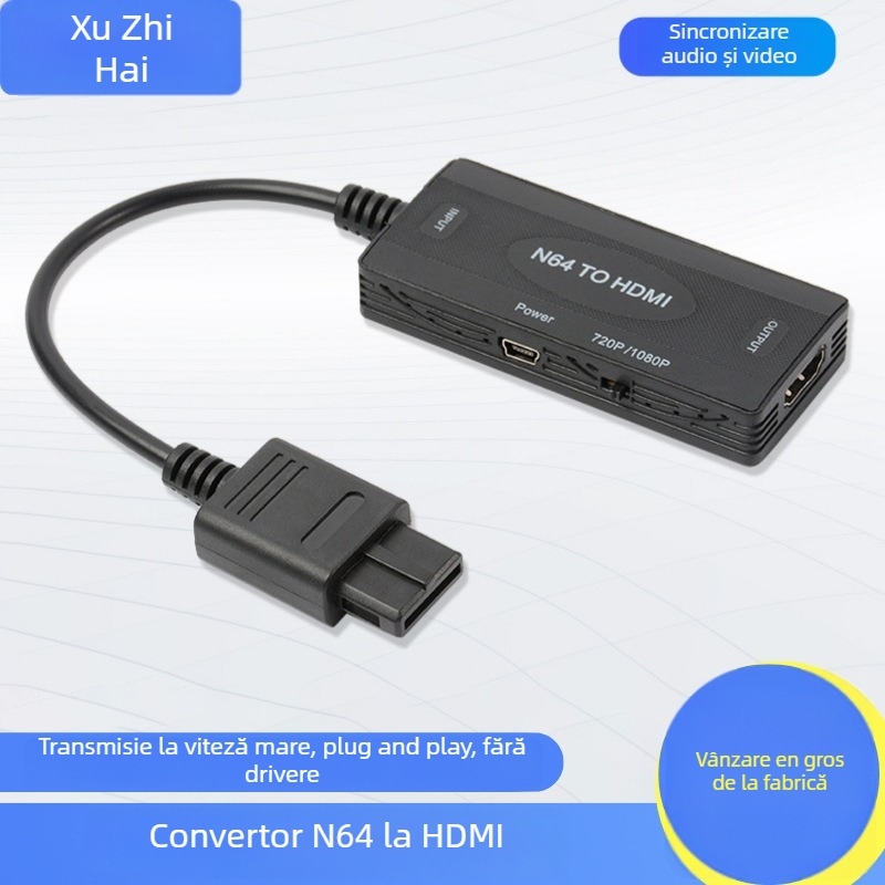 Convertor HDMI 1080P pentru N64/SNES/SFC/NGC — adaptor video pentru consola retro, interfață HDMI, ieșire 1080P, nucleu din cupru