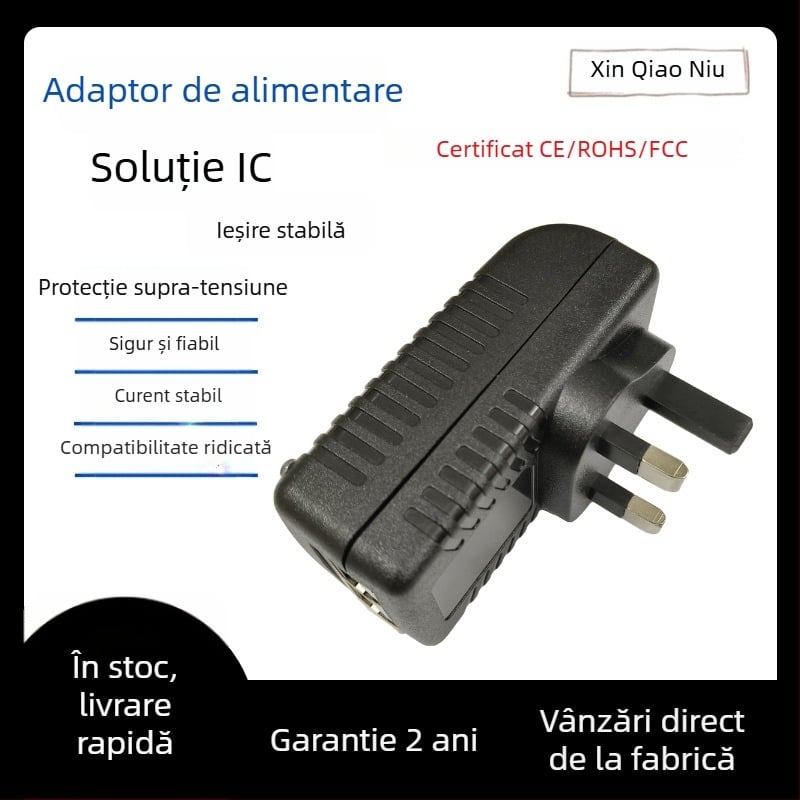 Adaptor PoE pentru rețea, standard UK — ieșiri 12V/15V/24V/48V, 1A și 0.5A, pentru supraveghere și dispozitive de rețea