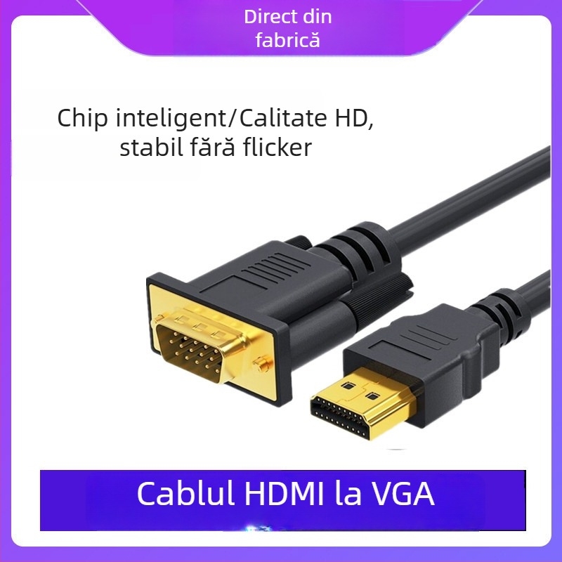 Adaptor HDMI la VGA ZX083, cip de înaltă performanță, cablu 1,8 m, intrare HDMI