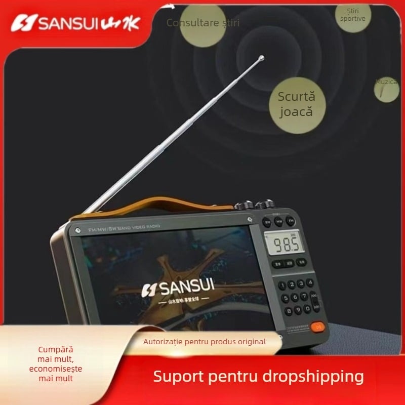 F51 cu ecran – Player video pentru persoane în vârstă, redare video, card multimedia, radio FM, baterie încorporată