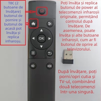 Telecomandă USB wireless pentru TV Box și proiector | interfață USB 2.4G, rază de 10 m, control 360°, compatibil Android/iOS/Windows