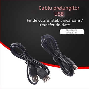 Cablu de extensie USB 2.0, USB A masculin la USB A feminin, nucleu de cupru, 80 cm, cablu patch