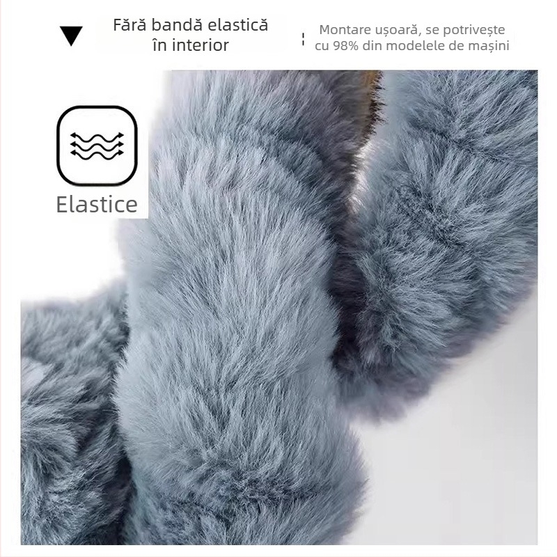 Husă pentru volan din pluș, grosime, fixare elastică universală, anti-derapaj, cald pentru iarnă