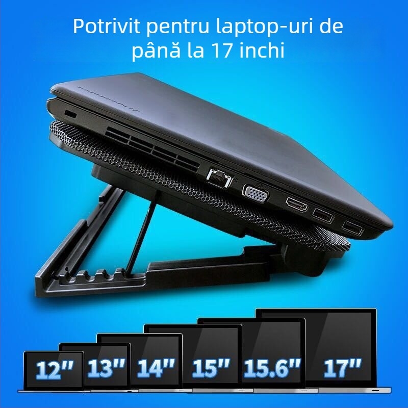 N99 Bază de răcire pentru notebook cu două ventilatoare, plasă metalică