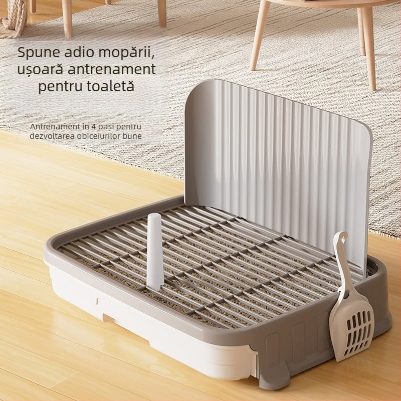 Cutie de nisip pentru animale de companie, cu plasă decupată și design tip sertar, portabilă și ușor de curățat pentru câini