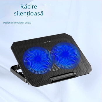 Suport de răcire pentru laptop N99 cu ventilatoare duale, răcire aer, înălțime reglabilă, compatibil cu notebookuri, ultrabookuri și PlayBook.