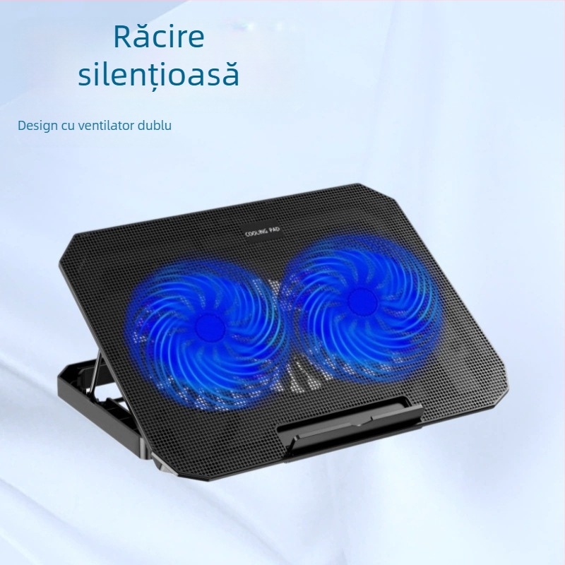 Suport de răcire pentru laptop N99 cu ventilatoare duale, răcire aer, înălțime reglabilă, compatibil cu notebookuri, ultrabookuri și PlayBook.