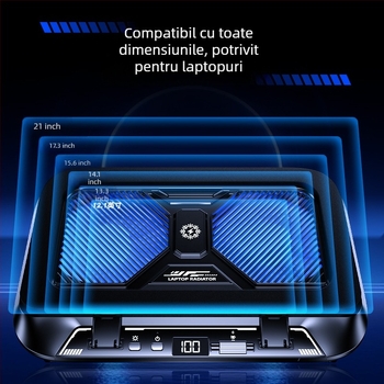 Bază de răcire pentru laptop cu suport pliabil reglabil, răcire cu semiconductori, cu două ventilatoare, din PC și aliaj de aluminiu, 27W, model Z36c