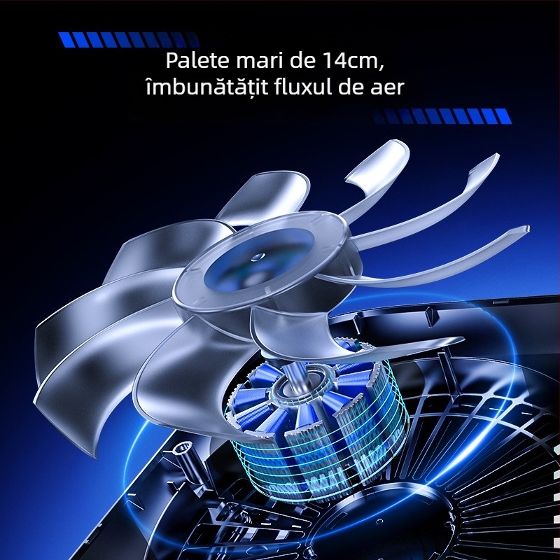 Bază de răcire pentru laptop cu suport pliabil reglabil, răcire cu semiconductori, cu două ventilatoare, din PC și aliaj de aluminiu, 27W, model Z36c