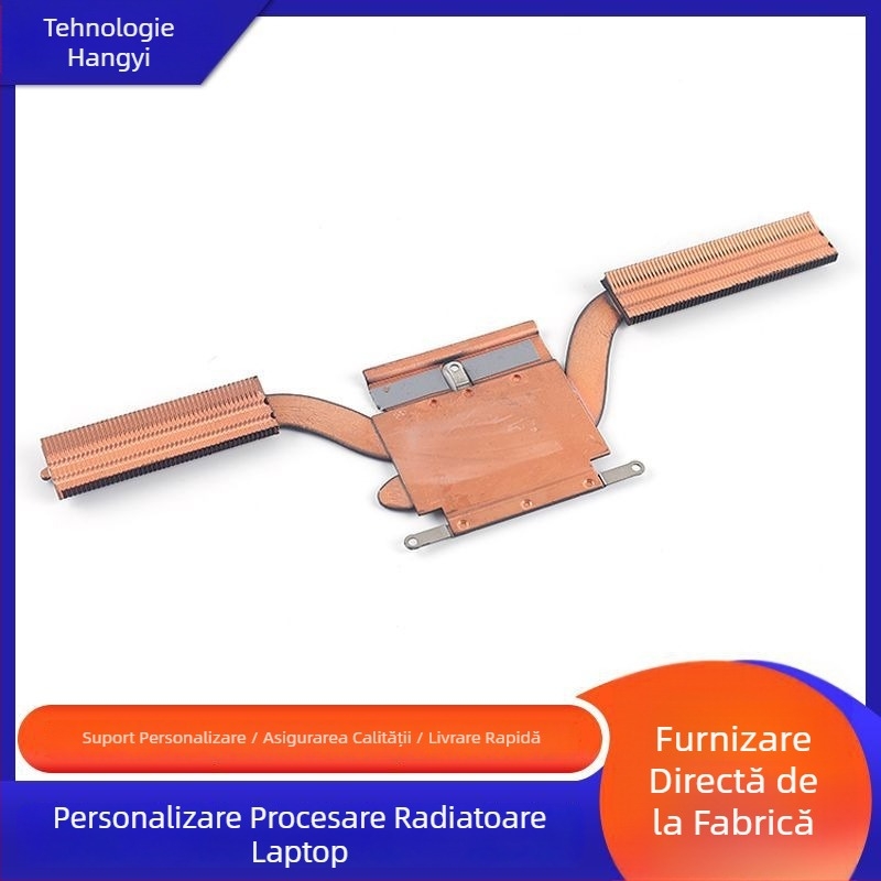 Răcitor pentru CPU laptop, radiator din cupru, 2 țevi de transfer termic, răcire activă