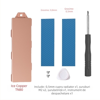 Radiator de răcire pentru SSD M.2 NVMe – Cupru, 1 conductie termica, Ice Copper M08Evo