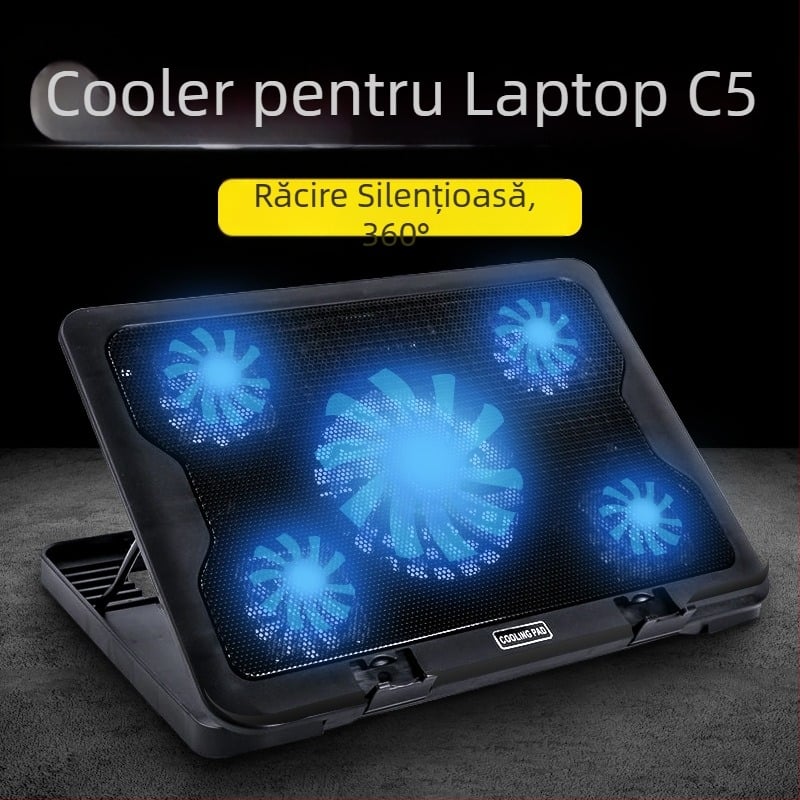 Radiator pentru laptop SY-C5, 5 ventilatoare, răcire cu aer, pentru notebook/ultrabook/PlayBook