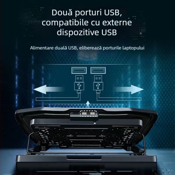 Răcitor pentru laptop H9, cu 6 ventilatoare și plasă metalică (6 ventilatoare, plasă metalică, răcire prin ventilatoare)
