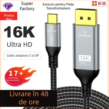 Cablu adaptor Type-C la DisplayPort pentru proiecția ecranului telefonului, nucleu din cupru, 54 Gbps, lungimi 1m/2m/3m, model TJ-A302
