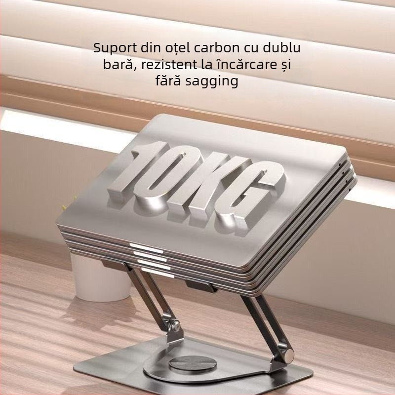 Suport de răcire pentru laptop cu rotație la 360°, înălțime reglabilă, fixare magnetică, ventilator detașabil