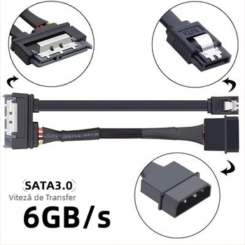 Ximi Technology cablu extensie SATA cu alimentare și date integrat, adaptor IDE 4 pini și SATA 3.0