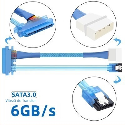 Ximi Technology cablu extensie SATA cu alimentare și date integrat, adaptor IDE 4 pini și SATA 3.0