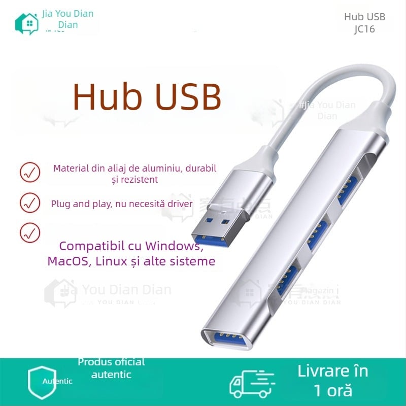 JC16 USB 2.0 fără driver – stație de dock pentru notebook, cablu de aproximativ 8,5 cm, conector unic, transfer rapid de date