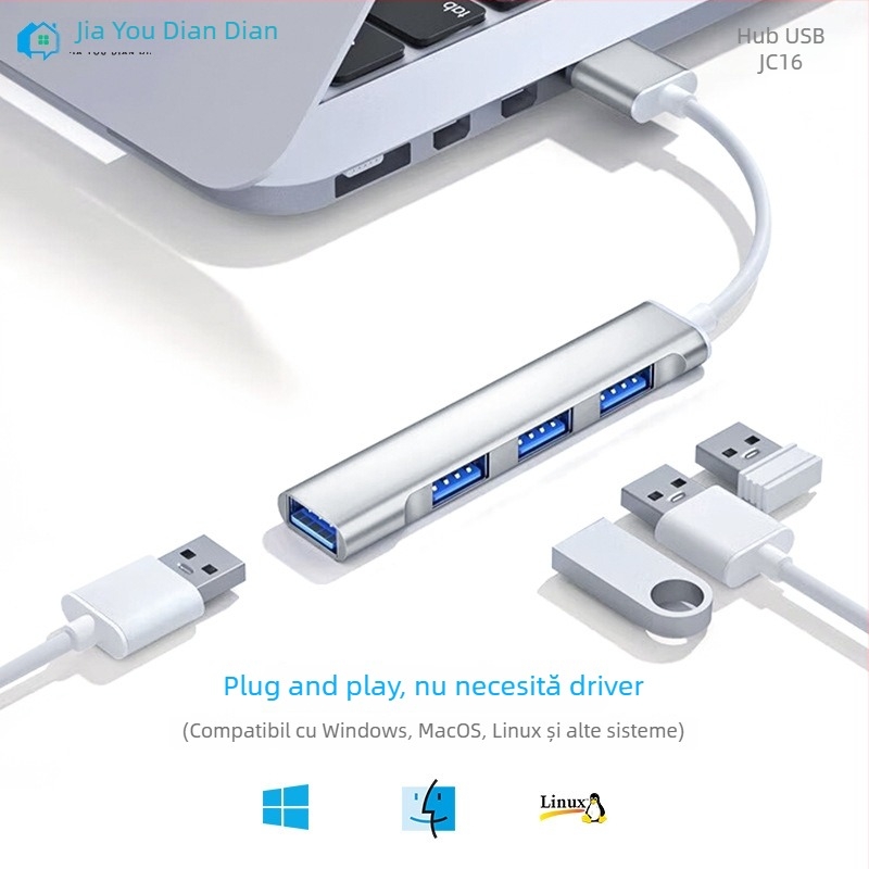 JC16 USB 2.0 fără driver – stație de dock pentru notebook, cablu de aproximativ 8,5 cm, conector unic, transfer rapid de date