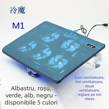 Bază de răcire pentru laptop M1, configurație cu 5 ventilatoare, răcire prin aer, construcție din plastic