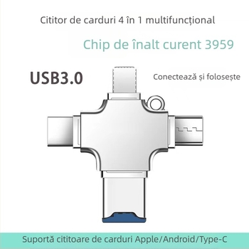 Adaptor OTG Type-C, patru în unu, interfețe multiple, cititor TF de carduri