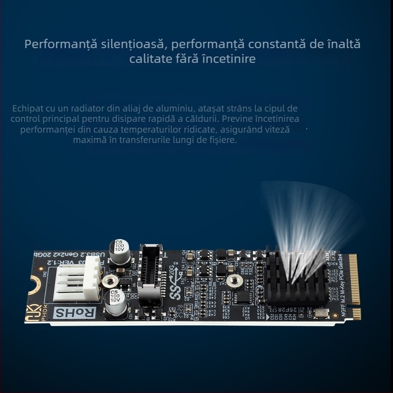 Phdk Ph6603 adaptor M.2 NVMe către Type-E, ASM3242, 20Gbps interfață