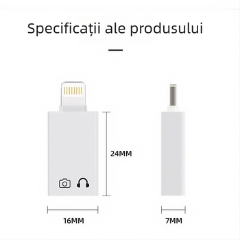 Adaptor OTG USB-C pentru dispozitive Apple – redare de pe USB flash, sunet și încărcare, susținere căști digitale (pentru iPhone SE și modele mai vechi)