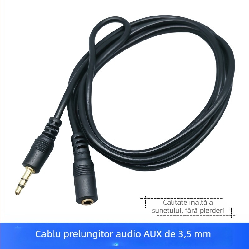 Cablă AUX 3,5 mm, masculin–feminin, pentru PC, placă de sunet, căști și audio auto