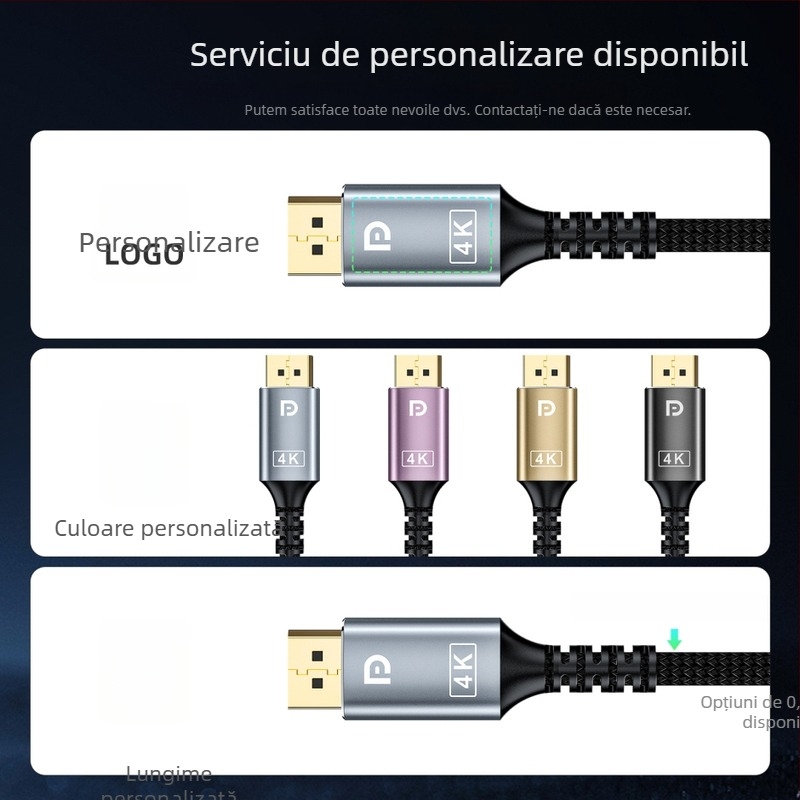 Adaptor cablu DP la HDMI, placat cu aur, 4K30Hz, lungime 2 m
