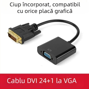 Amila cablu adaptor DVI-D la VGA cu cip