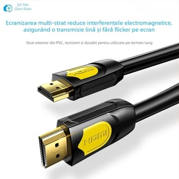 Cabl HDMI JC17 pentru PC/Laptop/Proiector – Conectori placare aur 24K, HDMI 2.0 4K/60Hz, înveliș PE mat