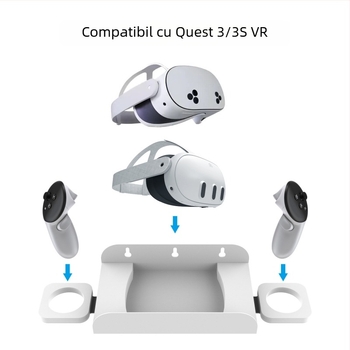 PGTECH Suport de perete pentru Meta Quest 3S VR — Material: Fier, ABS; Greutate: 495 g; Utilizare: perete