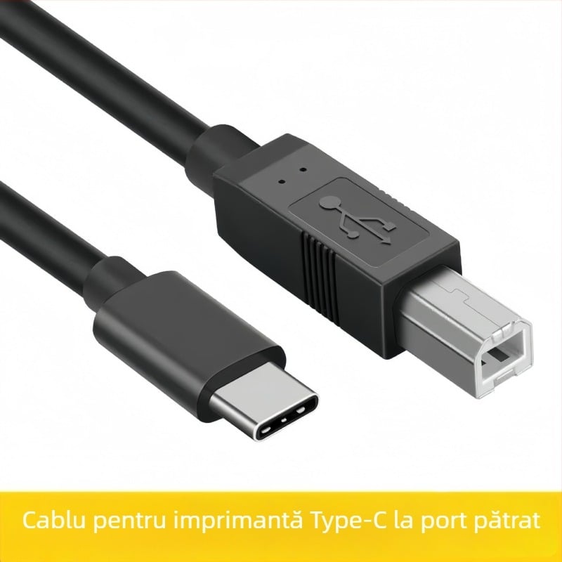 Cablu imprimantă Type-C către USB-B, USB 2.0 de înaltă viteză, Cupru, Lungime 0.5–3 m, pentru PC