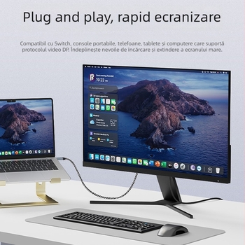 Cablu adaptor Type-C către DP, interfață DP, cip Ldr6025q, nucleu de cupru, lungime 1,8 m