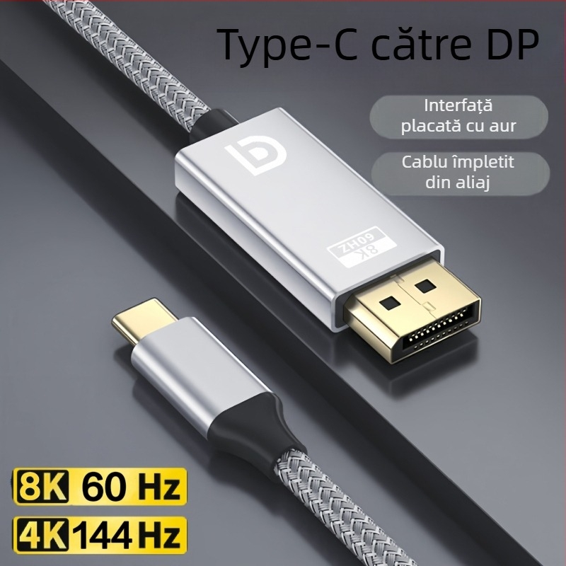 Cablu adaptor Type-C către DP, interfață DP, cip Ldr6025q, nucleu de cupru, lungime 1,8 m