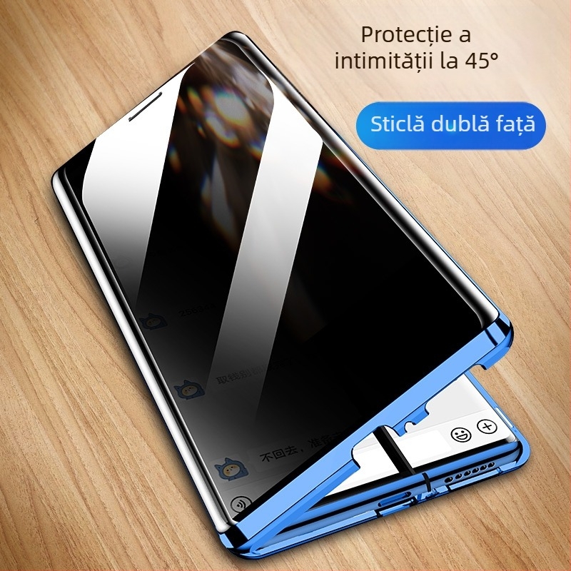  husă pentru Honor X50 cu protecție a obiectivului împotriva privirilor, protecție completă, rezistentă la cădere, sticlă cu dublă protecție, atașare magnetică, corp metal CNC