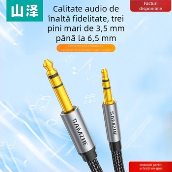 YPZ-10 Adaptor audio 3,5mm la 6,5mm, cu placare aurie, pentru chitară electrică și pian electronic, conectare la amplificator și PC
