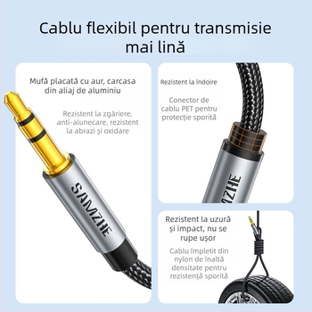 YPZ-10 Adaptor audio 3,5mm la 6,5mm, cu placare aurie, pentru chitară electrică și pian electronic, conectare la amplificator și PC