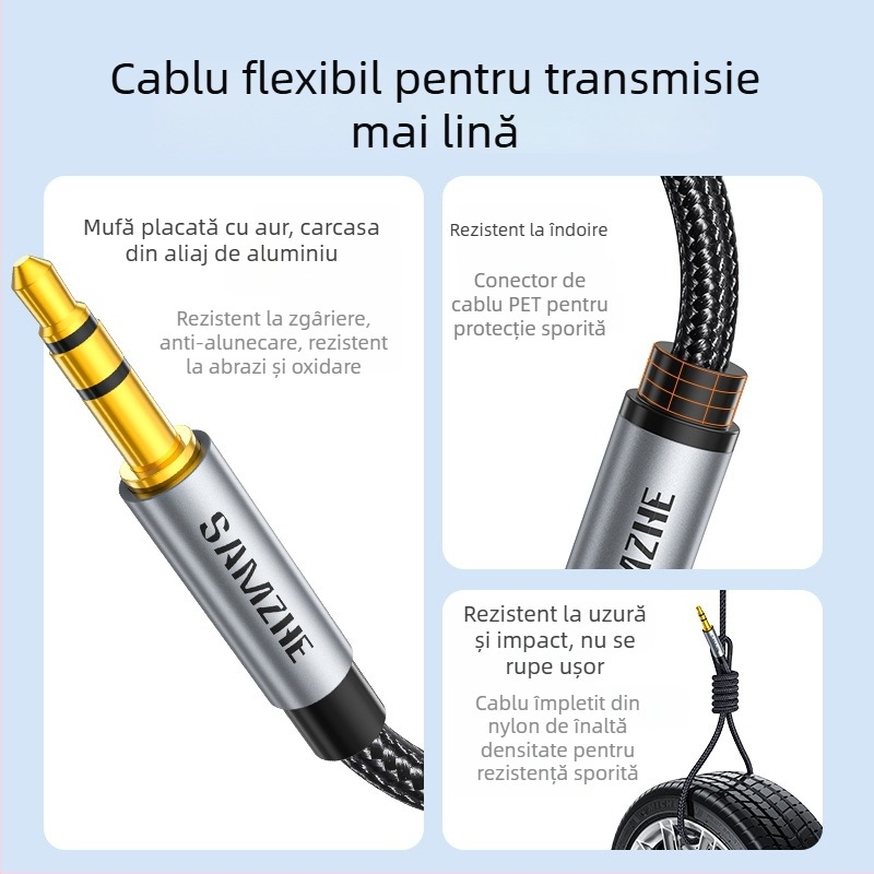 YPZ-10 Adaptor audio 3,5mm la 6,5mm, cu placare aurie, pentru chitară electrică și pian electronic, conectare la amplificator și PC