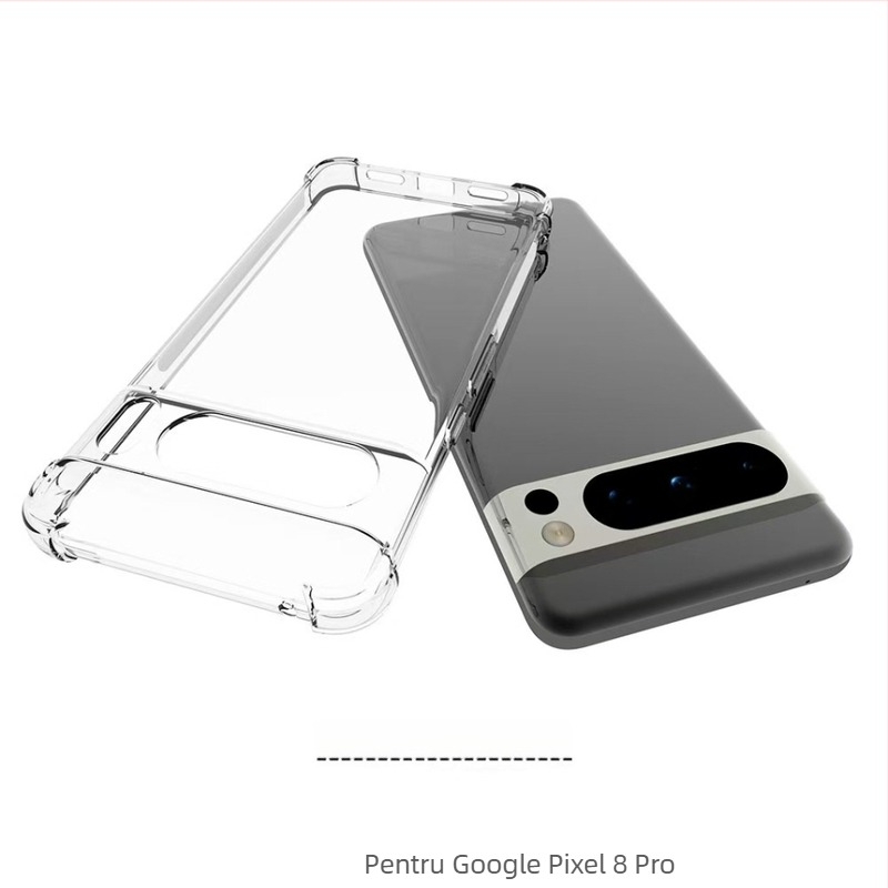 Husă transparentă Google Pixel cu airbag în patru colțuri – protecție la șocuri, disipare căldură, anti-uzură, anti-amprentă, TPU imprimare, personalizabilă, pentru Pixel 10, 8 Pro, 9A
