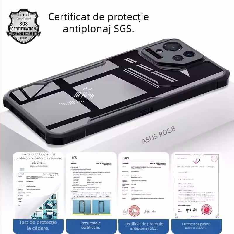 Carcasă de protecție pentru Asus ROG9PRO/ROG8PRO — TPU+PC, turnare la cald, protecție la șocuri, disipare căldură, antiamprente
