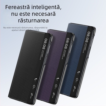 Carcasă Huawei Mate X6 din fibră de carbon cu Smart Window, ultra-subțire, acoperire completă