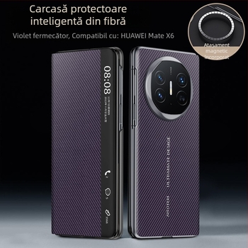 Carcasă Huawei Mate X6 din fibră de carbon cu Smart Window, ultra-subțire, acoperire completă