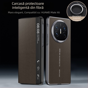 Carcasă Huawei Mate X6 din fibră de carbon cu Smart Window, ultra-subțire, acoperire completă